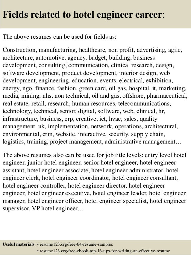 sample hotel engineer resume tirevi fontanacountryinn com hotel resume sample