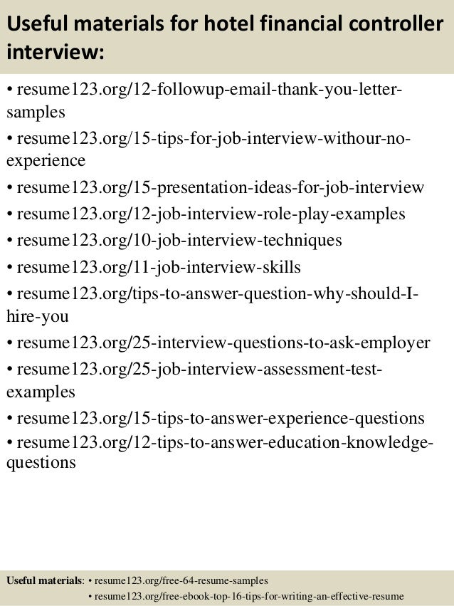 Sample restaurant controller resume