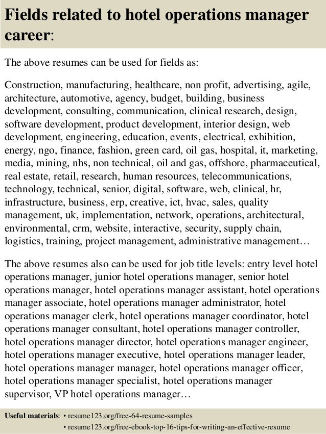 Manager operation resume