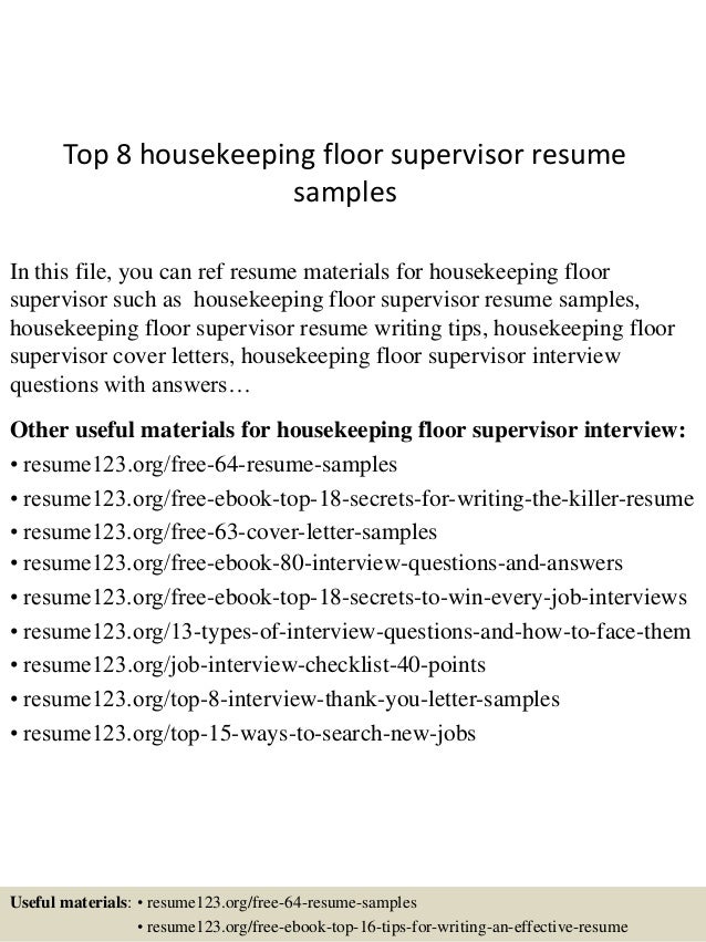 Samples of resume for housekeeping