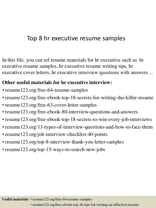 top 8 hr executive resume samples