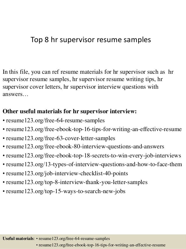 hr supervisor resume