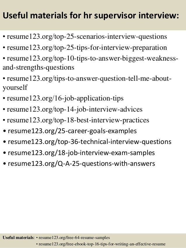 hr supervisor resume