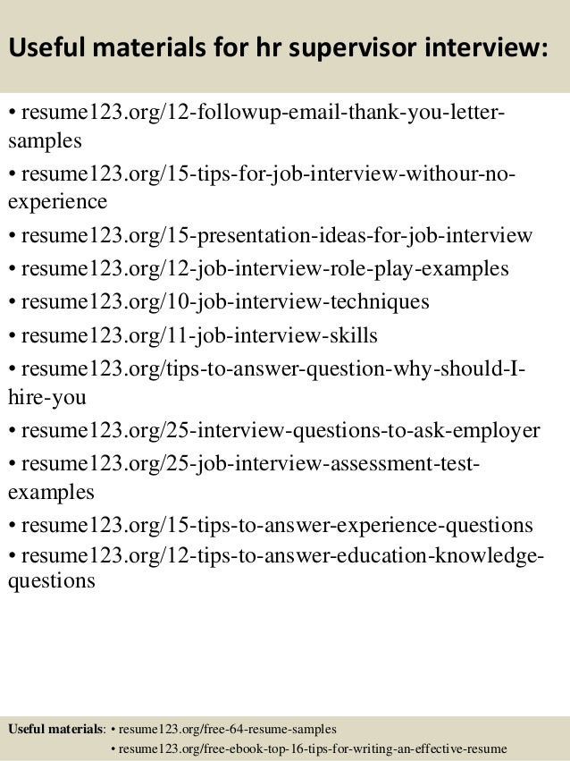 hr supervisor resume