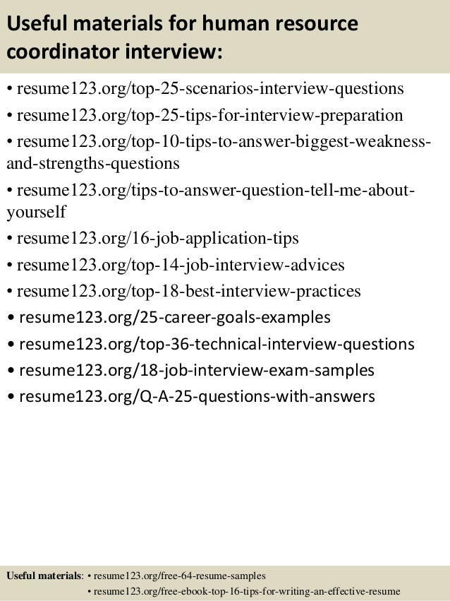 hr coordinator resume sample