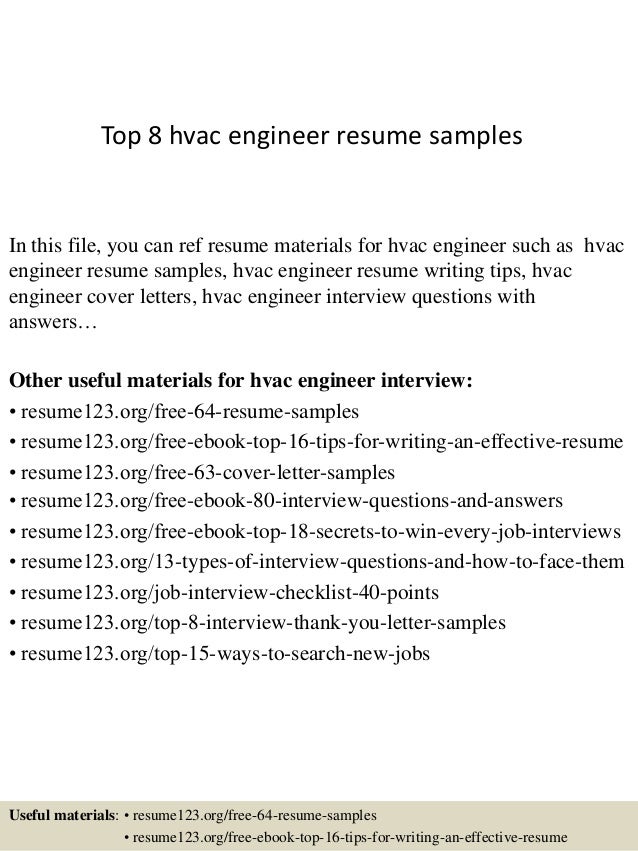 top 8 hvac engineer resume samples hvac sample resumes