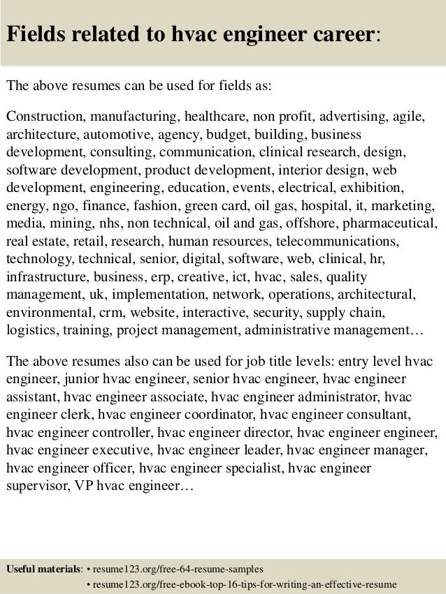 top 8 hvac engineer resume samples hvac sample resumes