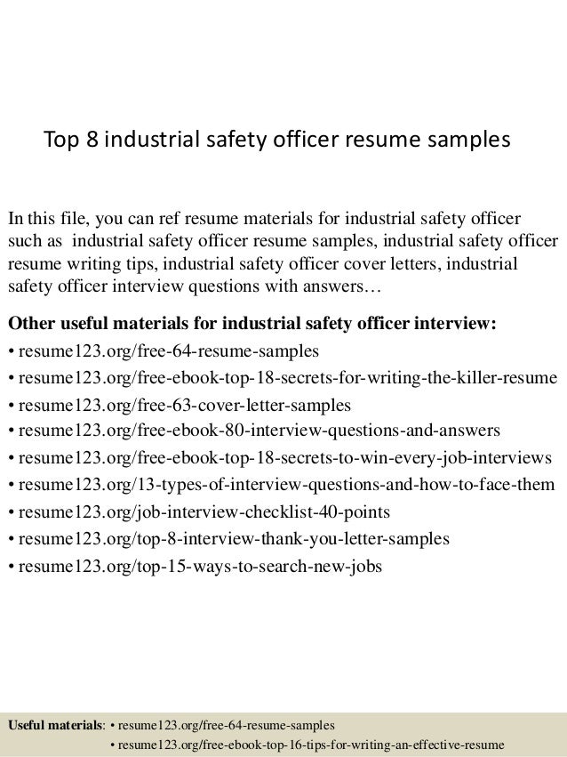 top 8 industrial safety officer resume samples safety officer resume sample