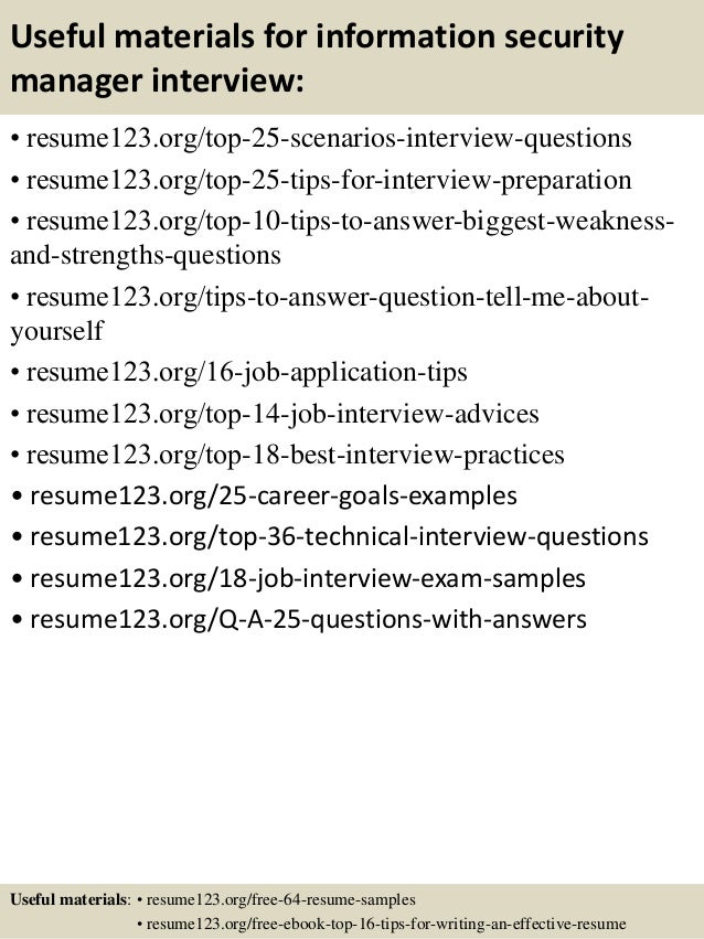 Information security manager resume sample
