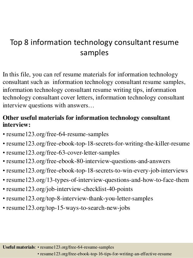 top 8 information technology consultant resume samples consulting resume sample