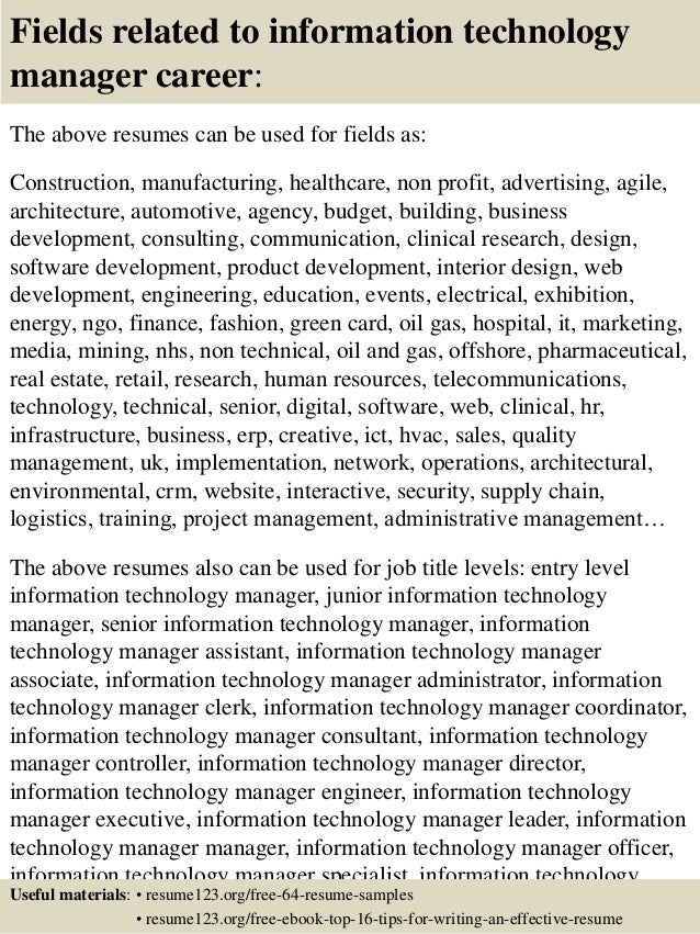 top 8 information technology manager resume samples technology manager resume