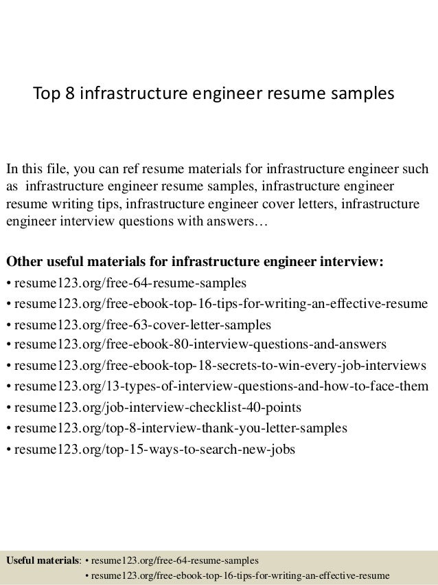 top 8 infrastructure engineer resume samples it engineer resumes