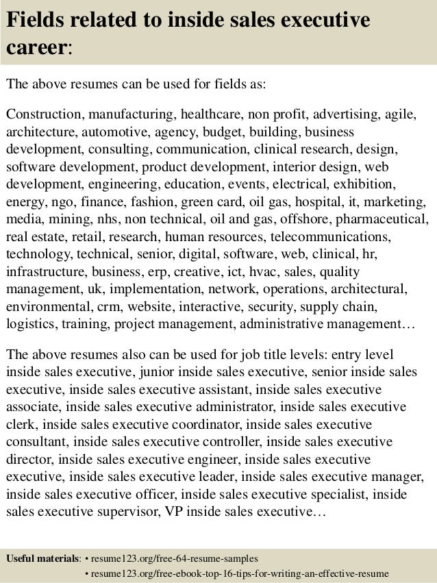 inside sales sample resumes