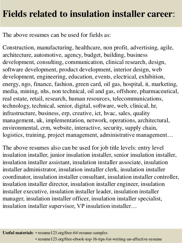 Top 8 insulation installer resume samples