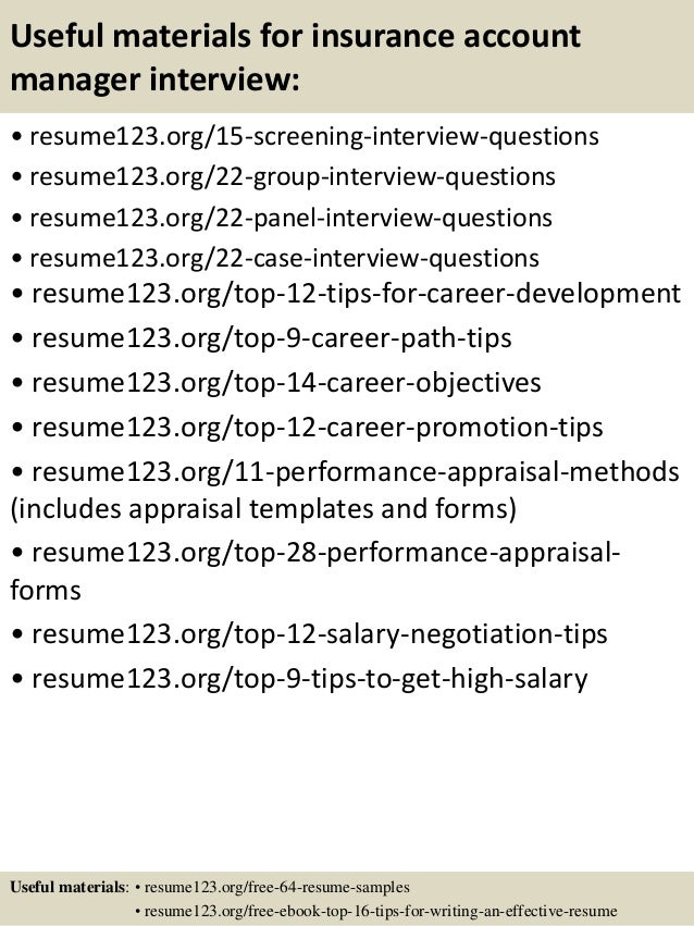 insurance account manager resumes