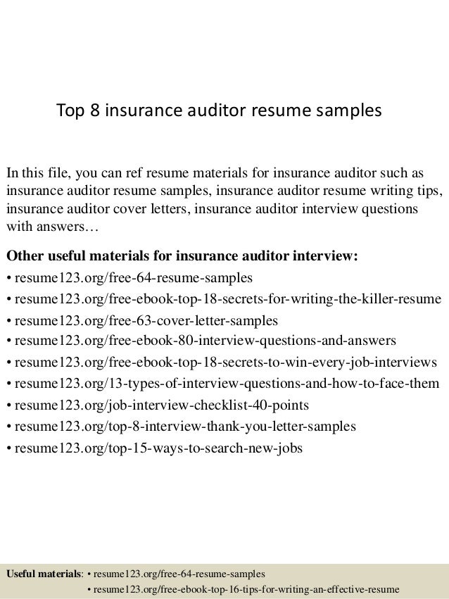 top 8 insurance auditor resume samples insurance auditor resumes