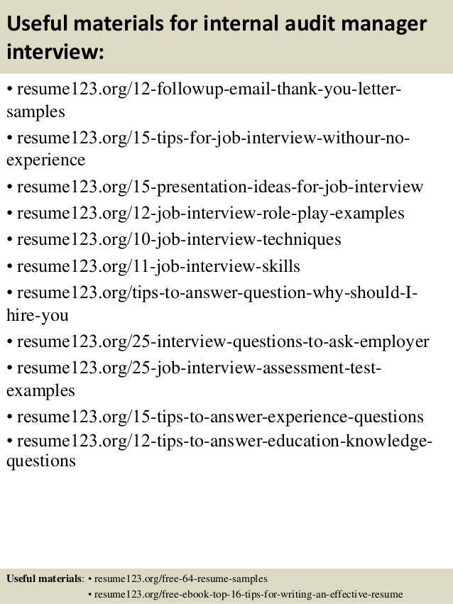 Internal auditing resume samples