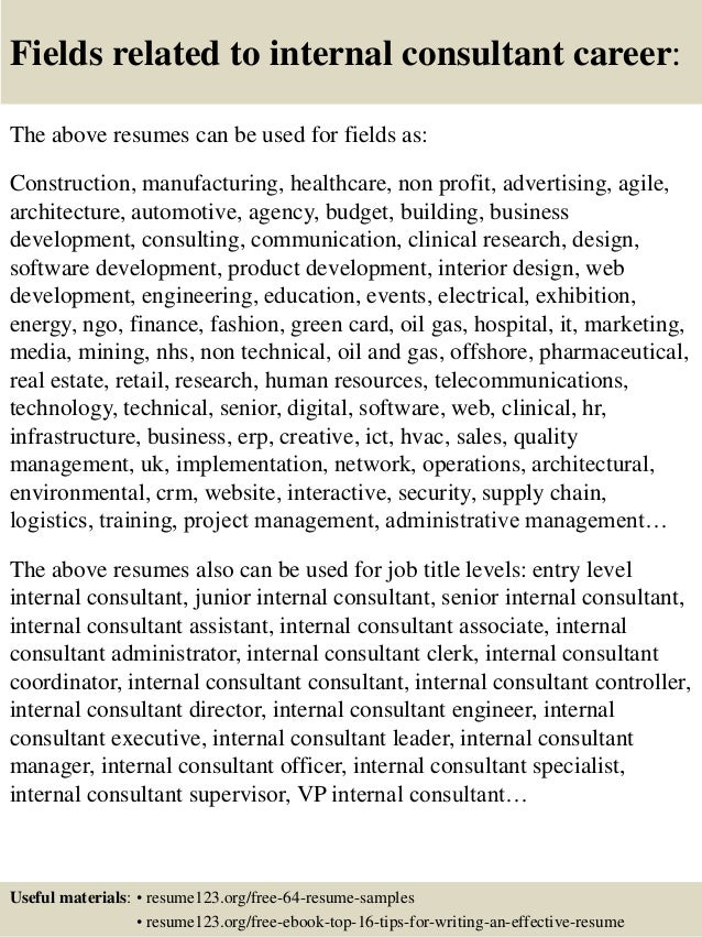 top 8 internal consultant resume samples internal resume tips
