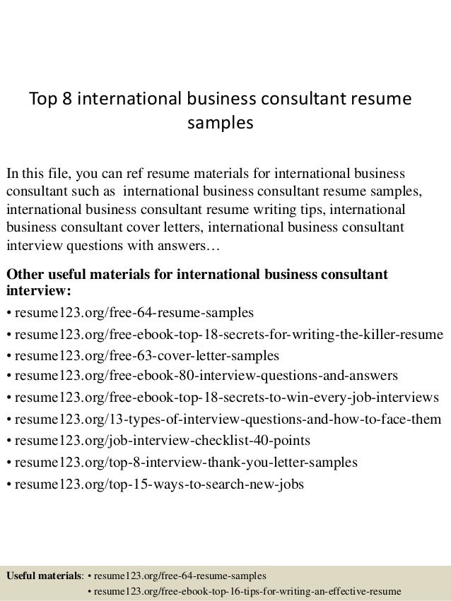 Resume for international business management