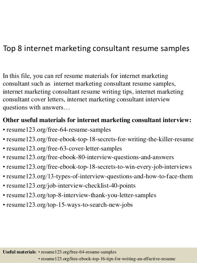 internet marketing resume samples