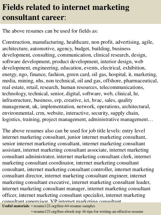 Marketing consultant resume samples