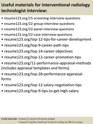Top 8 interventional radiology technologist resume samples PPTX