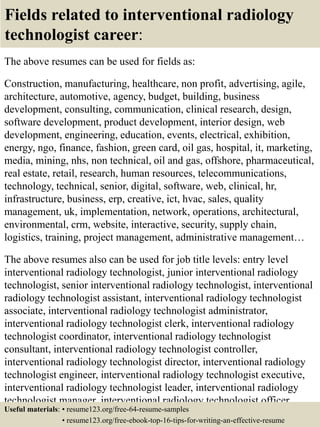 Top 8 interventional radiology technologist resume samples | PPTX
