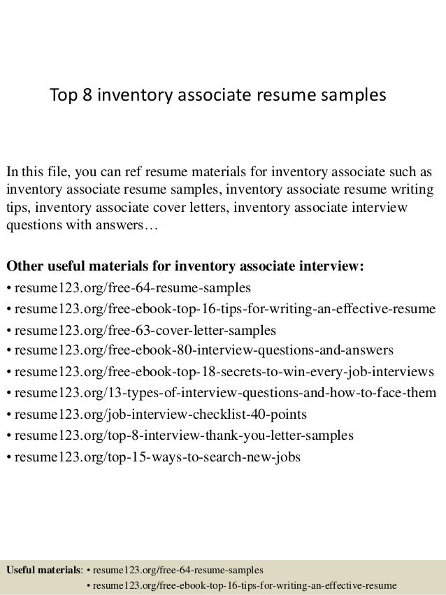 inventory associate resumes