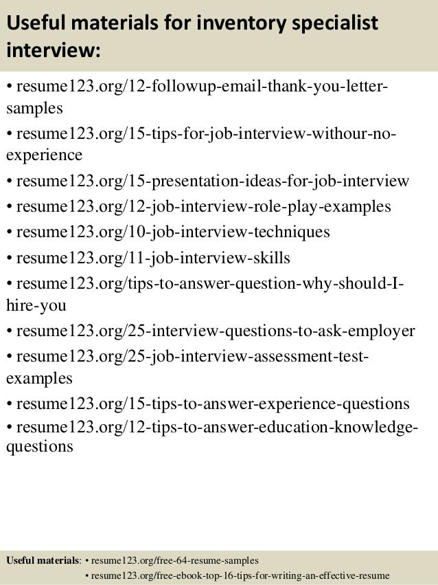 inventory specialist resume