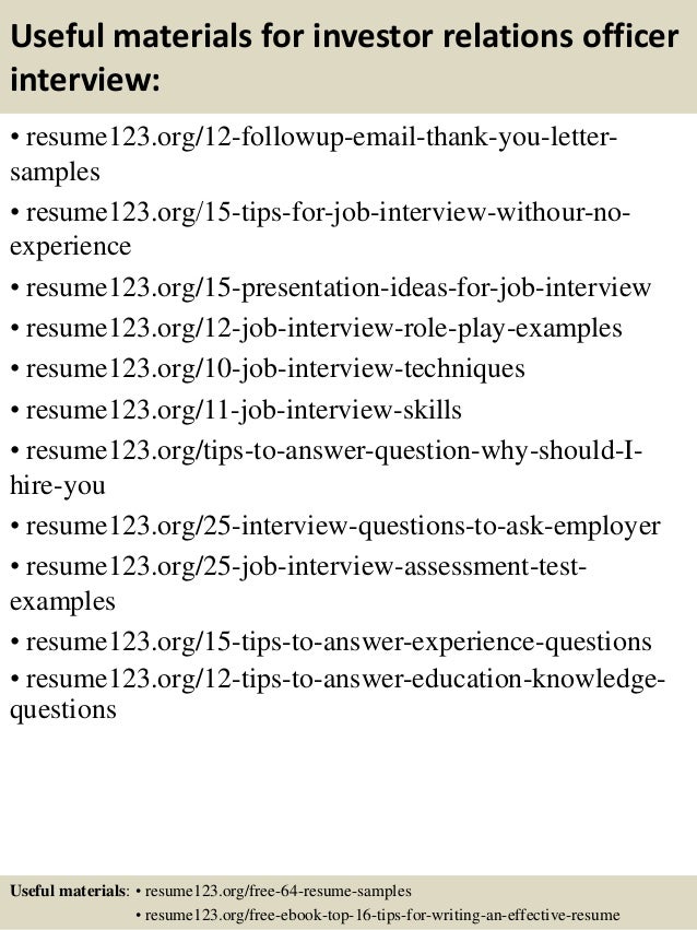 investor relations resumes