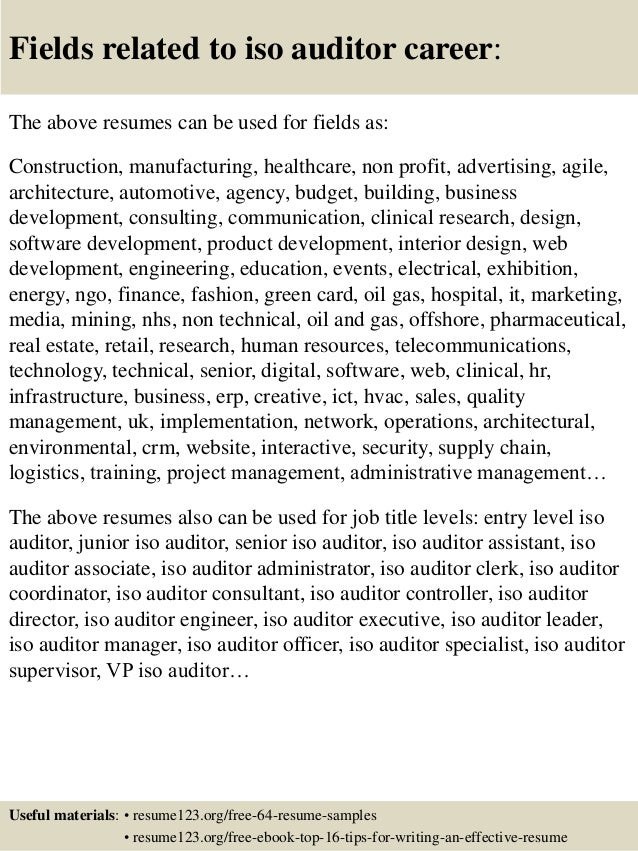 top 8 iso auditor resume samples auditor sample resumes