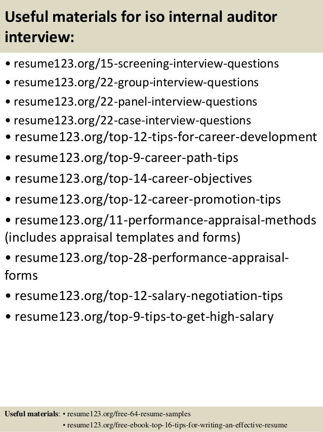 Internal auditing resume samples