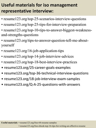 Iso Management Resume Examples Top 8 iso management representative resume samples | PPTX