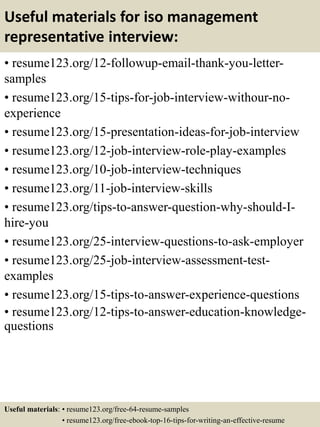 Iso Management Resume Examples Top 8 iso management representative resume samples | PPTX