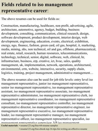 Iso Management Resume Examples Top 8 iso management representative resume samples | PPTX
