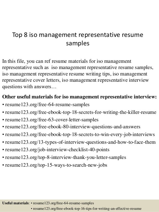top 8 iso management representative resume samples in this file you can ref resume materials - Resume Samples Management top 8 iso management representative resume samples in this file you can ref resume materials - Resume Samples Management