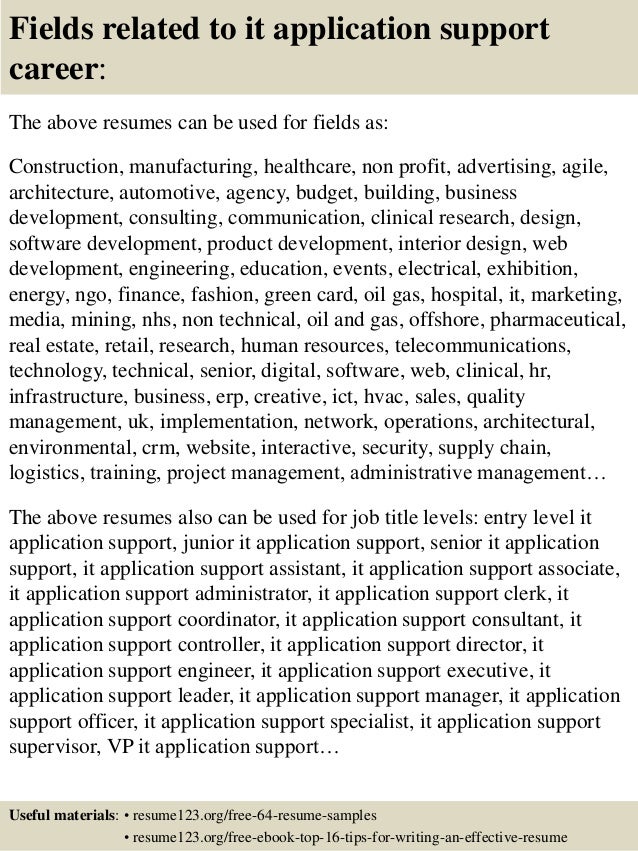 application support resume sample