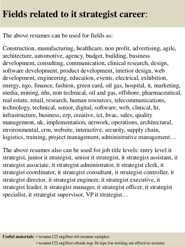 top 8 it strategist resume samples strategist resumes