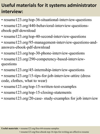 System Admin Job Interview Questions Top 8 it systems administrator resume samples | PPTX