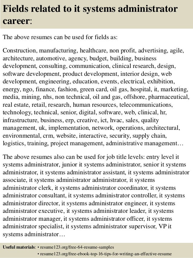 it systems administrator resume