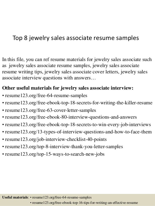 Jewelry sales associate resume examples