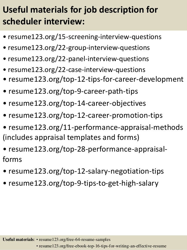 project scheduler job description