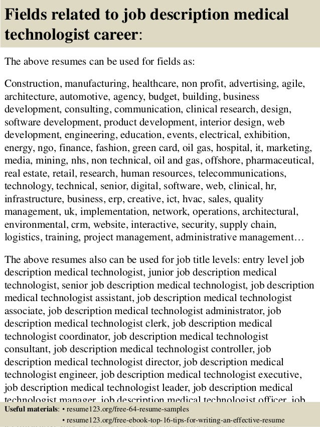 medical technologist job description