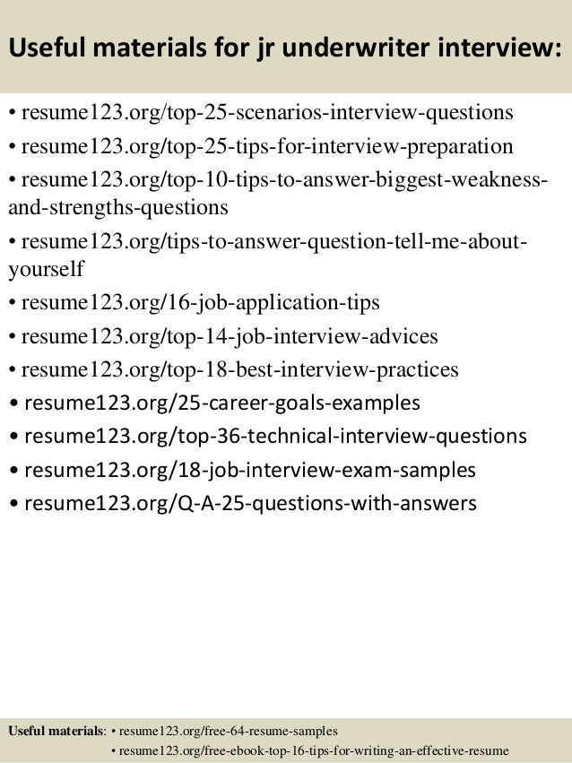 junior underwriter resume