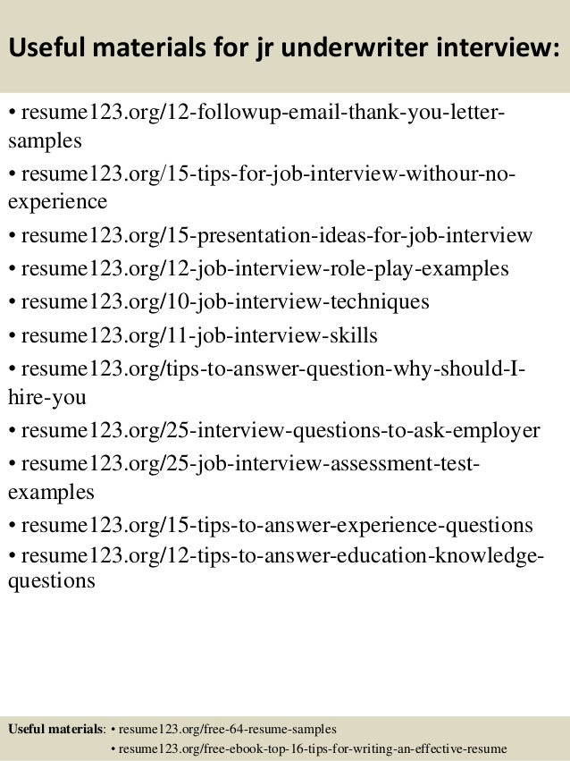 junior underwriter resume