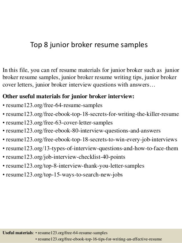 stock broker resume