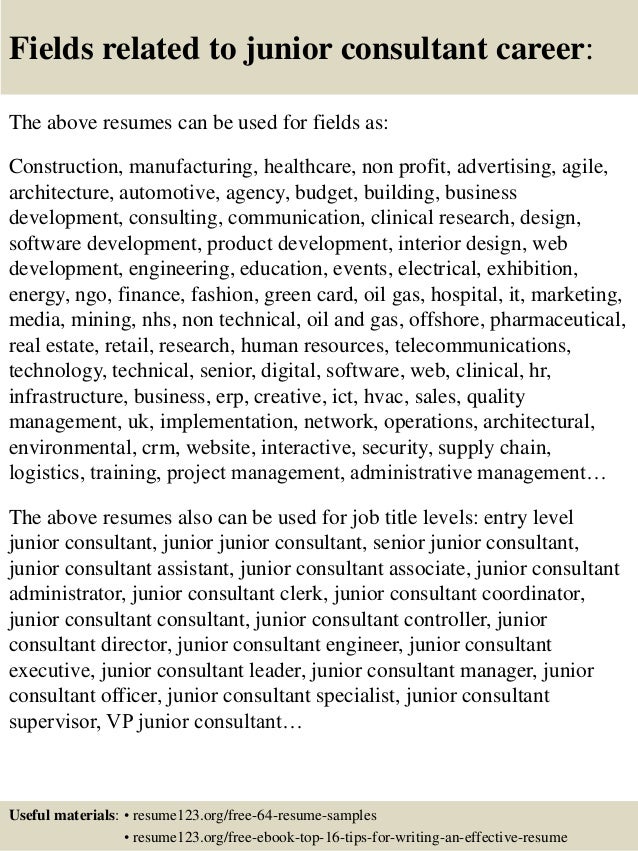 junior consultant resume