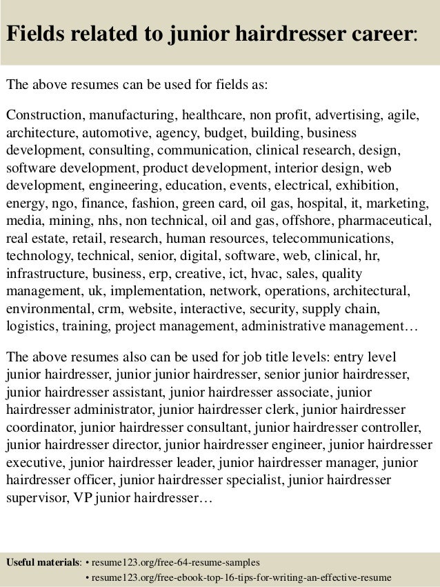 hairdresser resume examples