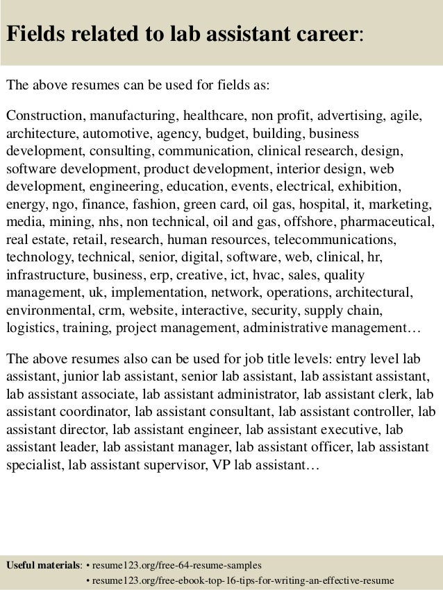 top 8 lab assistant resume samples
