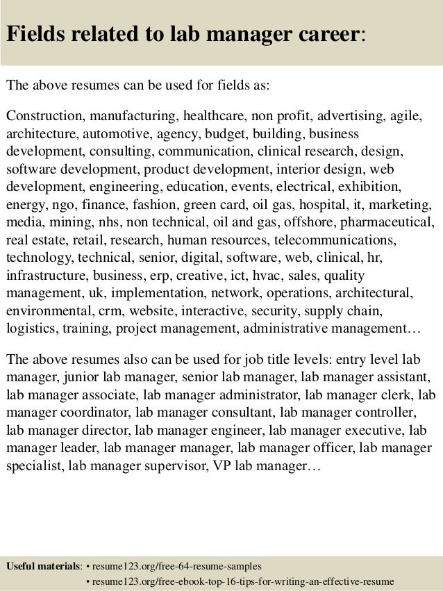 Resume Resume Examples Laboratory Manager top 8 lab manager resume samples 16 fields related to manager
